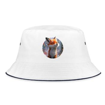 Cute Fox - Bucket Hat - white/navy - Front