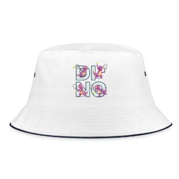 Tennis Dino / Dino Tami Design - Bucket Hat - Weiß/Navy - Vorne