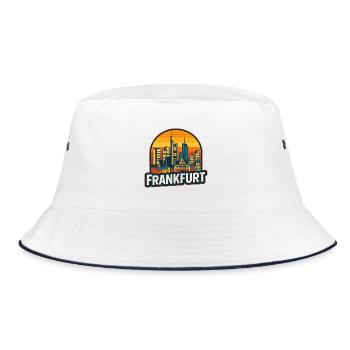 Frankfurt Germany Skyline Retro Sunset Vintage - Bucket Hat - Weiß/Navy - Vorne