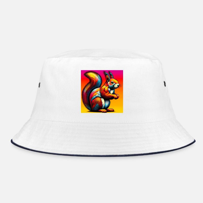 Eichhörnchen - Bucket Hat - Weiß/Navy