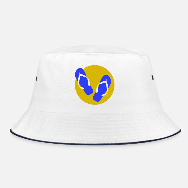 Flipflop Sommerfeeling - Bucket Hat - Weiß/Navy