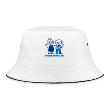 Enkelaufsicht Blaues Duo - Bucket Hat - Weiß/Navy - Vorne