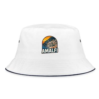 Amalfi Coast Retro Sunset Vintage Design - Bucket Hat - white/navy - Front