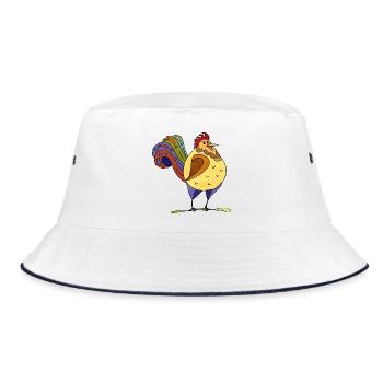 Hahn - Bucket Hat - Weiß/Navy - Vorne