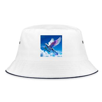 Bunte Taube mit Regenbogenflügeln - Bucket Hat - Weiß/Navy - Vorne