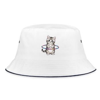 Cute Kitten Design Kawaii Sport Fun - Bucket Hat - white/navy - Front