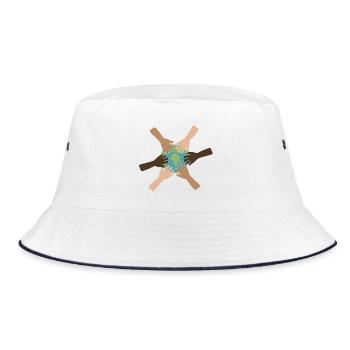 Global Hands Around Earth - Bucket Hat - white/navy - Front