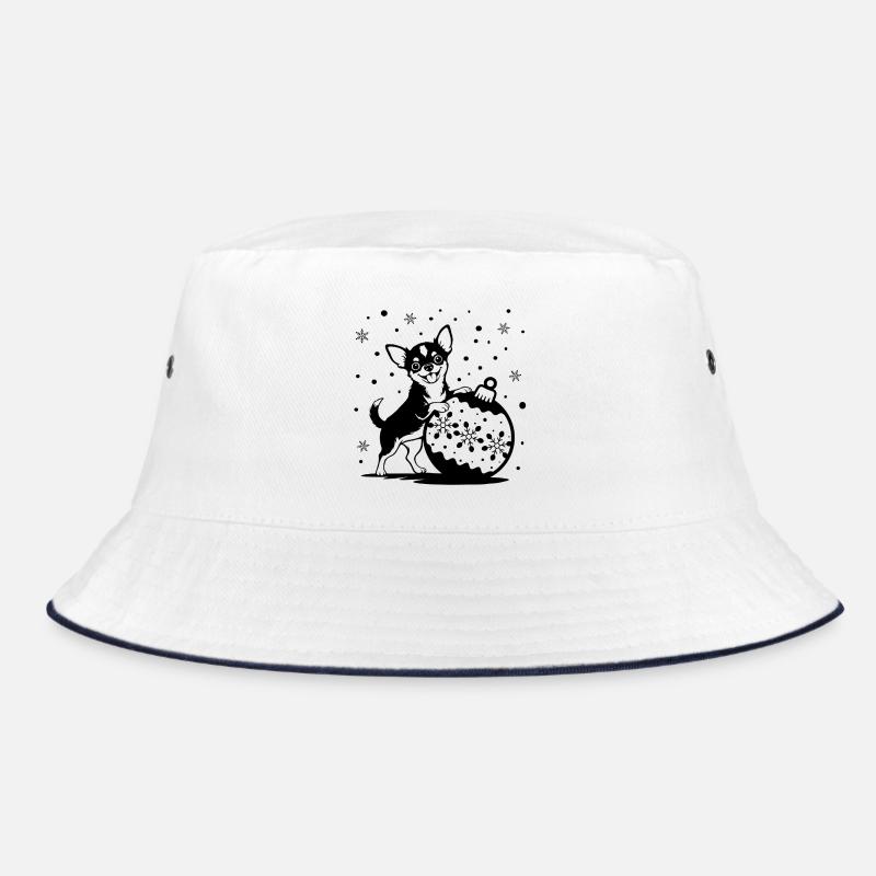 Fröhlicher Chihuahua mit Weihnachtskugel Bucket Hat
