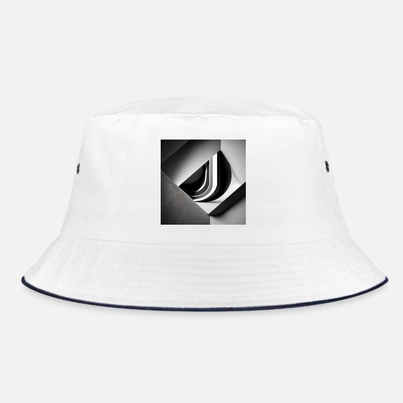 Black White Geometry Depth Space Bucket Hat