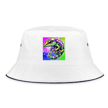Gecko - Bucket Hat - white/navy - Front