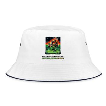 Side Quest Pause Gaming Spruch - Bucket Hat - Weiß/Navy - Vorne