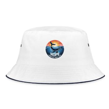Hope/ Timmy der Buckelwal in der Ostsee - Bucket Hat - Weiß/Navy - Vorne