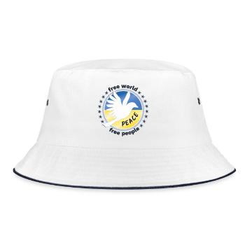 Free World Peace Freie Welt Frieden Ukraine Taube - Bucket Hat - Weiß/Navy - Vorne