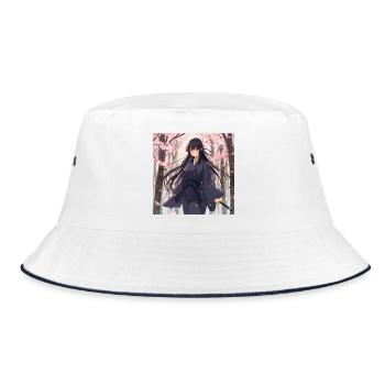 Sakura Samurai in the forest - Bucket Hat - white/navy - Front