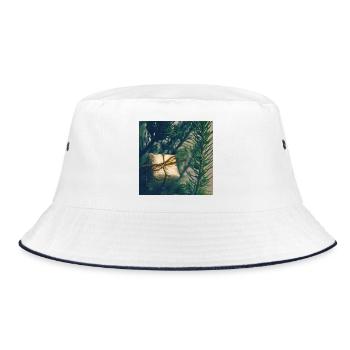 Golden present on pine branches - Bucket Hat - white/navy - Front