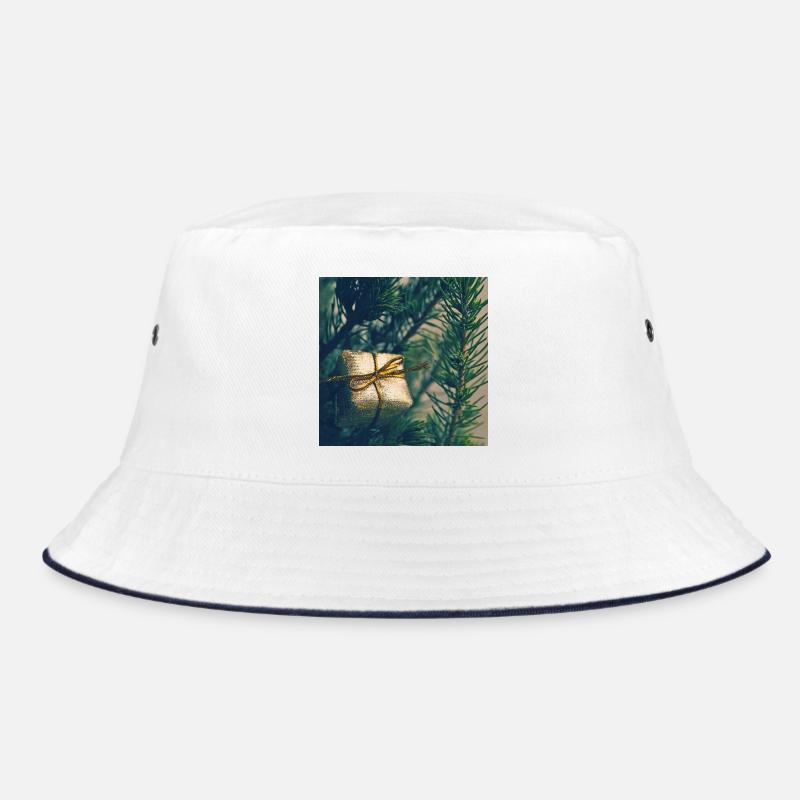Présent doré sur branches de pin Bob