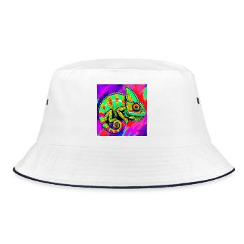 Chamäleon - Bucket Hat - Weiß/Navy - Vorne