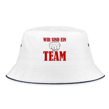Wir Sind Ein Team  - Bucket Hat - Weiß/Navy - Vorne
