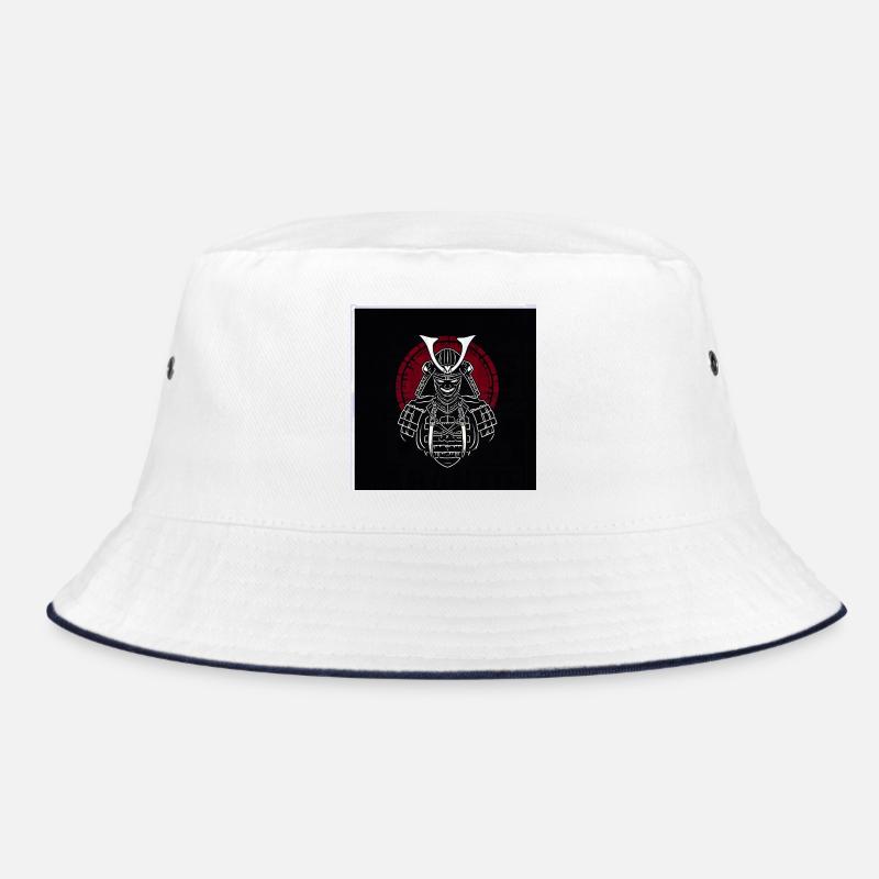 Samurai helmet with red crest Bucket Hat