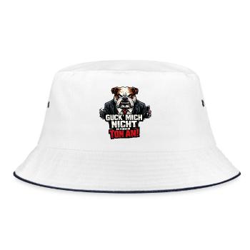 Guck Mich Nicht In Diesem Ton An Dogge - Bucket Hat - Weiß/Navy - Vorne