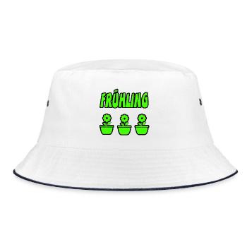 Frühling - Bucket Hat - Weiß/Navy - Vorne