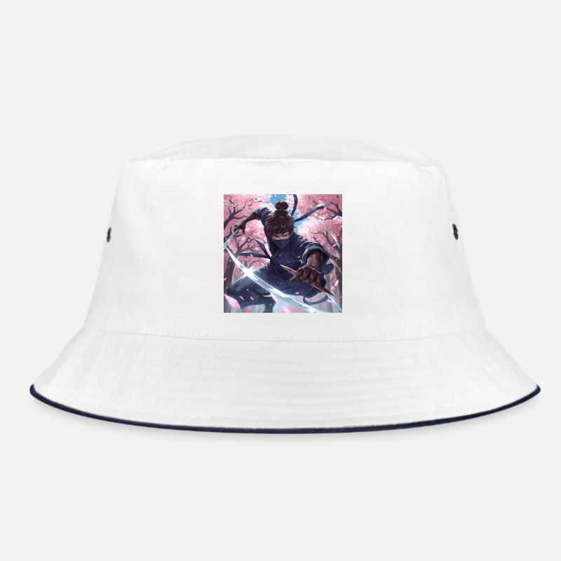 Ninja in the cherry blossom forest Bucket Hat