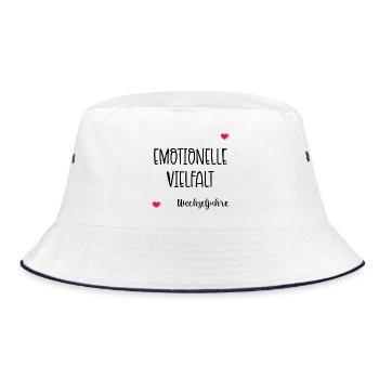 Menopause Emotionen Wechseljahre - Bucket Hat - Weiß/Navy - Vorne