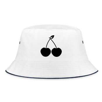 Kirschen - Bucket Hat - Weiß/Navy - Vorne