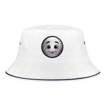 Niedliche Schwarze Blase - Bucket Hat - Weiß/Navy - Vorne