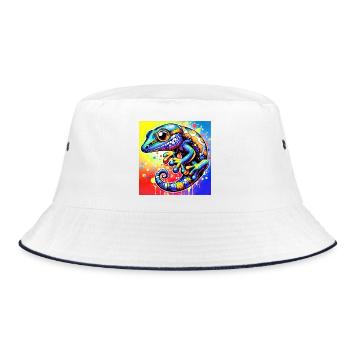 Gecko - Bucket Hat - white/navy - Front