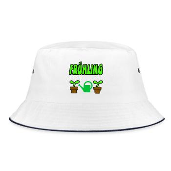 Frühling - Bucket Hat - Weiß/Navy - Vorne