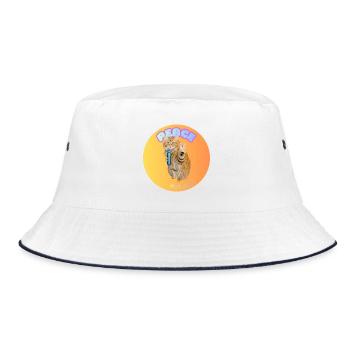 Singing Cat and Peace Mic #LouLou - Bucket Hat - white/navy - Front