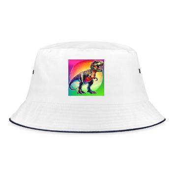 dinosaur - Bucket Hat - white/navy - Front