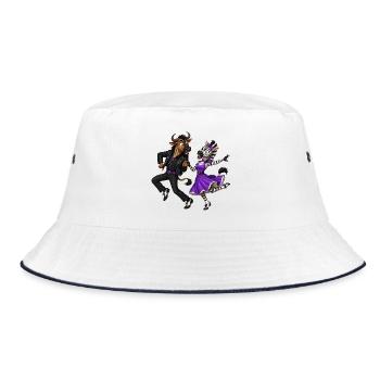 Wildebeest and Zebra in the Rocking Dance Moment - Bucket Hat - white/navy - Front