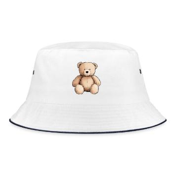 teddy bear, teddy bear, stuffed animal - Bucket Hat - white/navy - Front