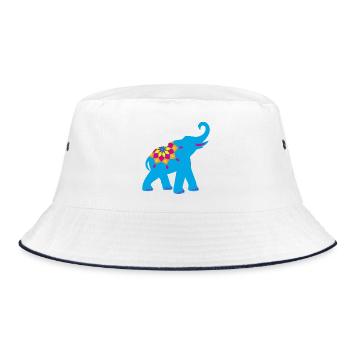 Éléphant bleu yoga Namasté décoration de force éventail indien - Bob - blanc/marine - Devant