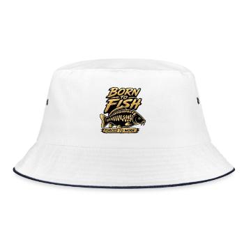 Born to Fish Forced to Work Carp Design - Bucket Hat - white/navy - Front