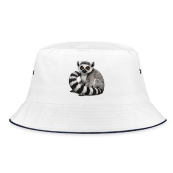 Ring-tailed lemur illustration - Bucket Hat - white/navy - Front