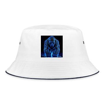 Neon Emperor Gorilla with Leopard Pattern - Bucket Hat - white/navy - Front