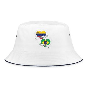 Venezuelan Brazilian Heart Flags - Bucket Hat - white/navy - Front