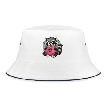 Raton laveur avec un donut rose - Bob - blanc/marine - Devant