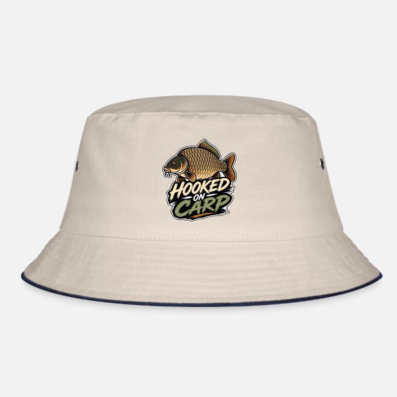Hooked On Carp Lustiges Karpfenfischen-Design Bucket Hat