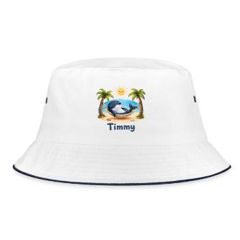 Timmy der Wal am Strandhammock - Bucket Hat - Weiß/Navy - Vorne