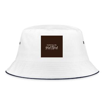 "RUNNING ON MATCHA" Grafik-T-Design - Bucket Hat - Weiß/Navy - Vorne
