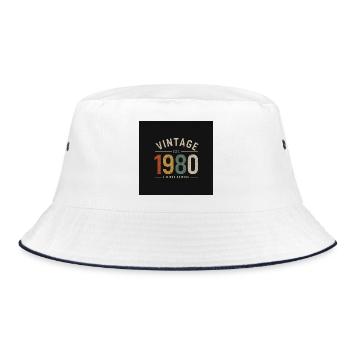 Vintage 1980 – Timeless classic - Bucket Hat - white/navy - Front