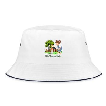 A little moment, a lot of joy. - Bucket Hat - white/navy - Front