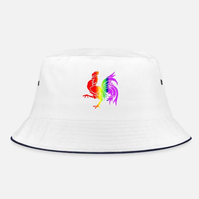 Colorful Rainbow Rooster Bucket Hat