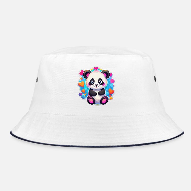 Rainbow Heart Panda Bucket Hat