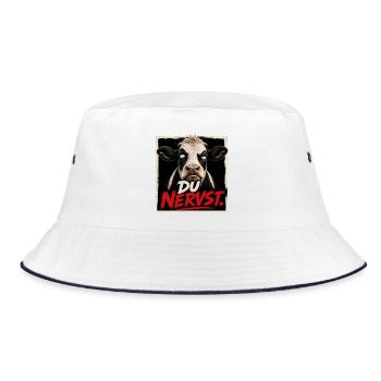 Du nervst Kuh T-Shirt – Du schon wieder - Bucket Hat - Weiß/Navy - Vorne