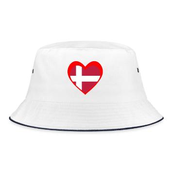 Danmark Hjerte – Kærlighed til Danmark - Bucket Hat - white/navy - Front
